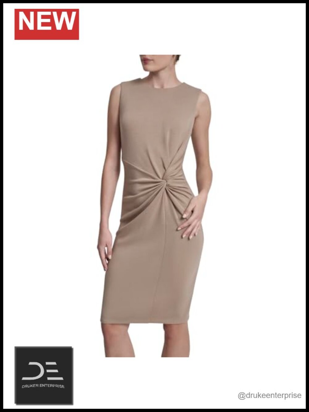 Sleeveless Jewel Neck Scuba Sheath Dress